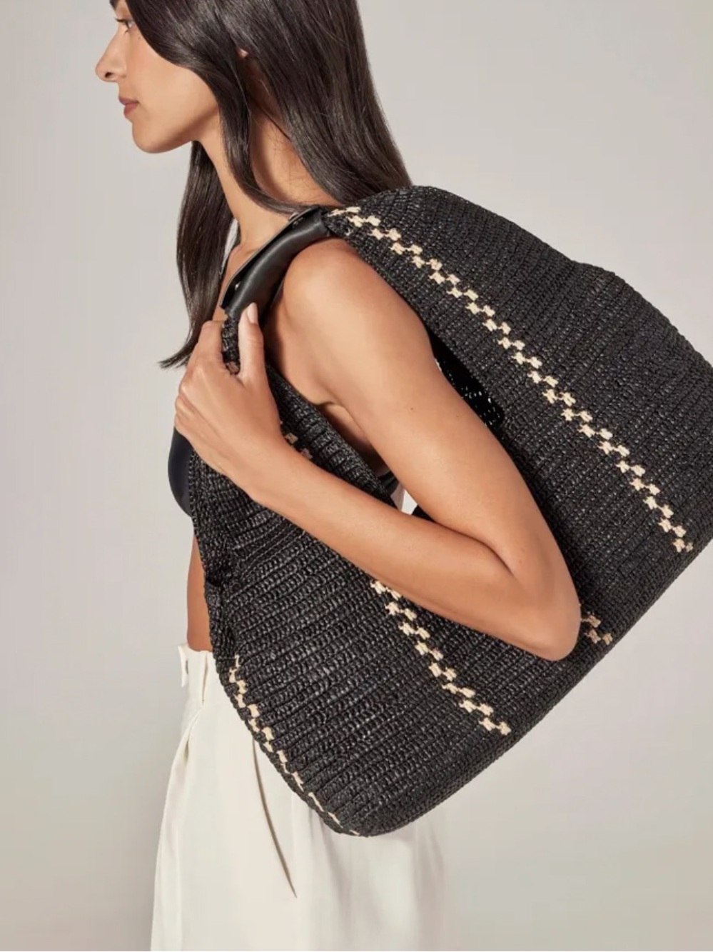 Helen Kaminski Black Euphoria Straw Tote bag - Picture 2 of 4